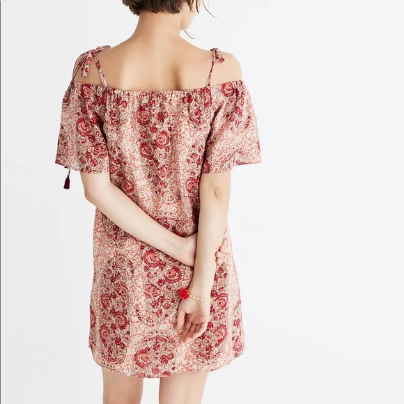 NWT Madewell Silk Cold Shoulder Paisley Dress - Picture 2 of 8